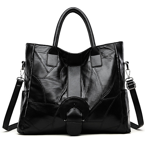 

Women's Bags Leather Top Handle Bag Zipper Daily Date 2021 Handbags Black