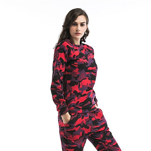 

Women's Pullover Sweatshirt Camo / Camouflage Daily 3D Print Basic Hoodies Sweatshirts Loose Red Green Gray