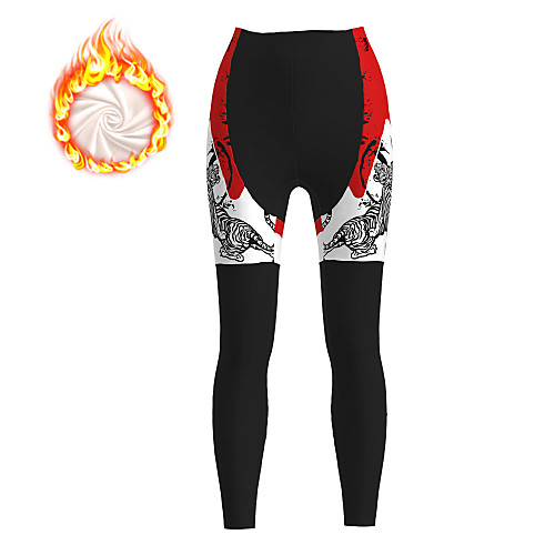

21Grams Women's Cycling Tights Winter Fleece Bike Tights Padded Shorts / Chamois Pants Fleece Lining Breathable Warm Sports Tiger Red Mountain Bike MTB Road Bike Cycling Clothing Apparel Bike Wear