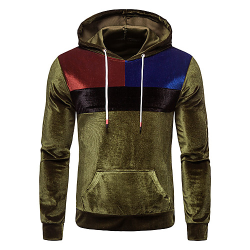 

Men's Pullover Hoodie Sweatshirt Color Block Hooded Casual Hoodies Sweatshirts Long Sleeve Black Blue Wine