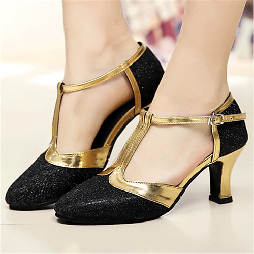 

Women's Latin Shoes Modern Shoes Ballroom Shoes Salsa Shoes Heel Low Heel Silver Gray Black Purple 2021