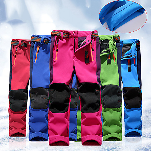 

Boys' Girls' Hiking Pants Trousers Softshell Pants Winter Outdoor Thermal Warm Windproof Fleece Lining Breathable Cotton Warm Pants Cargo Pants Bottoms Light Blue Big red Green Navy Blue Rose Red