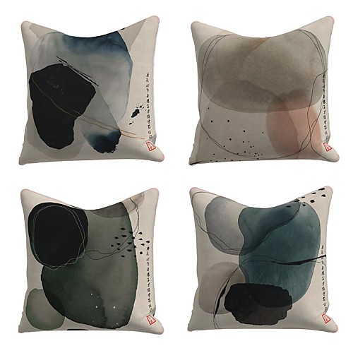 

Cushion Cover 4PC Linen Soft Decorative Square Throw Pillow Cover Cushion Case Pillowcase for Sofa Bedroom 45 x 45 cm (18 x 18 Inch) Superior Quality Mashine Washable