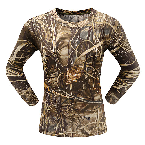 

Men's Hunting T-shirt Long Sleeve Outdoor Spring Summer Breathable Quick Dry Ultra Light (UL) Breathability Classic Top Cotton Polyester Camping / Hiking Hunting Fishing Traveling Camouflage