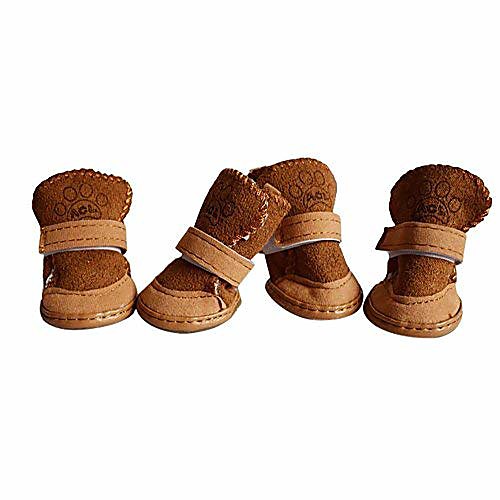 

pet dog shoes, lovely puppy cotton shoes winter cashmere snow warm walking boots(khaki,xxl)