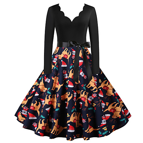 

Santa Claus Christmas Dress Women's Adults' Leisure Christmas Christmas Polyester Dress