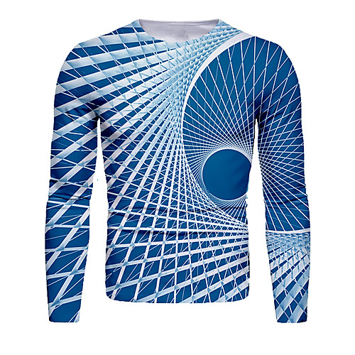 

Men's T shirt 3D Print Graphic Abstract 3D Print Long Sleeve Daily Tops Blue