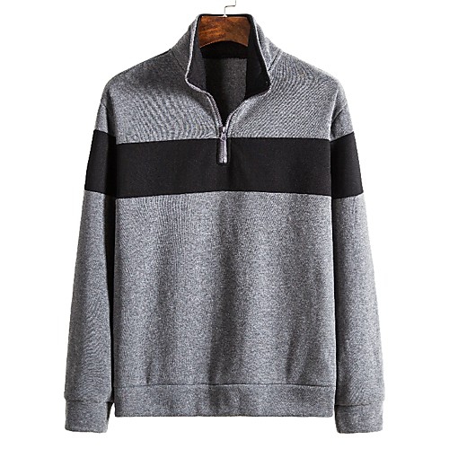 

Men's Pullover Sweatshirt Color Block Casual Hoodies Sweatshirts Gray