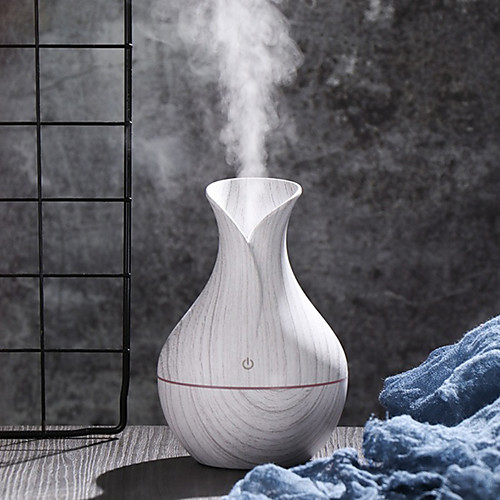 

White Wooden Grain Mini LED Ultrasonic Air Humidifier Diffuser Essential Oil Mist Aroma Air Purifier