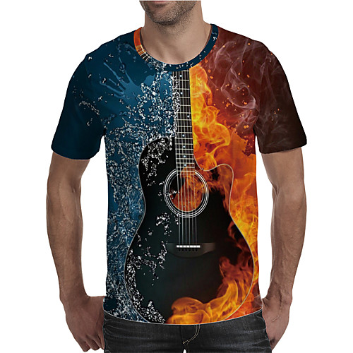 

Men's T shirt 3D Print Graphic Plus Size Print Short Sleeve Daily Tops Elegant Exaggerated Rainbow