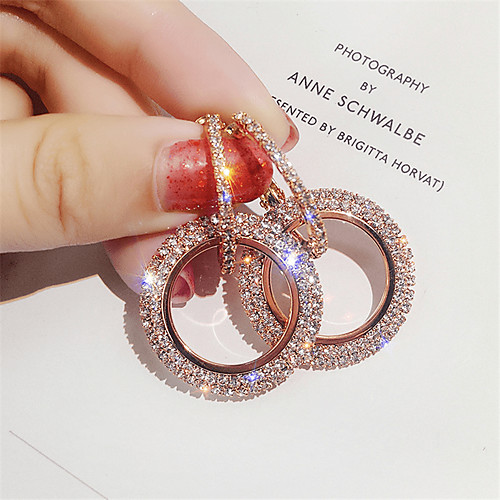 

Women's Girls' Crystal Earrings Circle Princess Fashion Rose Gold Earrings Jewelry Rose Gold / Silver / Gold For Party Evening Date 1 Pair