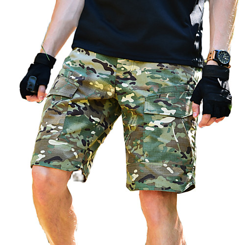 

Men's Hiking Shorts Waterproof Breathable Quick Dry Ventilation Fall Spring Summer Camo / Camouflage Bottoms for Camping / Hiking Hunting Fishing Green / Black Black Army Green S M L XL XXL