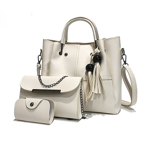 

Women's Bags PU Leather Crossbody Bag 3 Pcs Purse Set Tassel Daily Bag Sets Handbags Dark Brown White Black Red