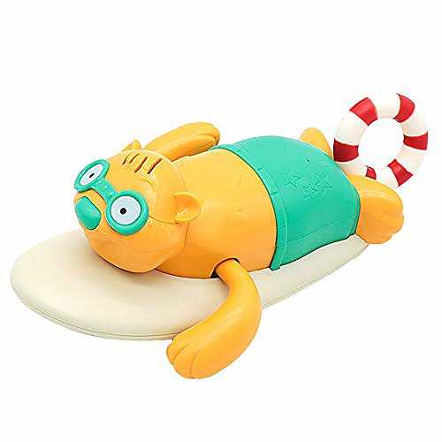 

pull string baby bath toy pull & go beaver cute surfing beaver swimming beaver windup clockwork bathtub toy for toddlers (blue)