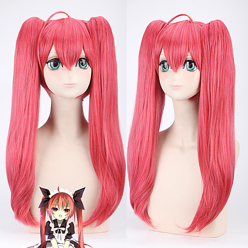 

Date A Live Kendo Itsuka Cosplay Wigs Women's With 2 Ponytails 30 inch Heat Resistant Fiber Straight Red Teen Adults' Anime Wig