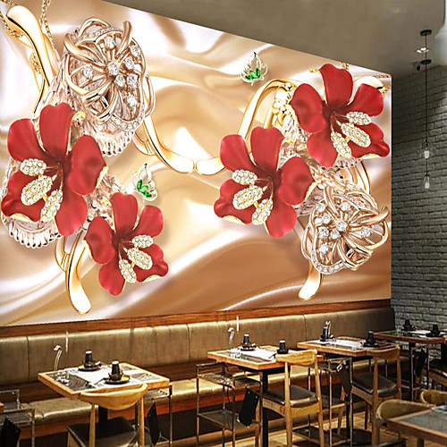 

Floral Art Deco 3D Home Decoration Classic Modern Wall Covering, Canvas Material Adhesive required Wallpaper Mural Wall Cloth, Room Wallcovering
