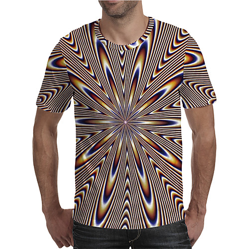 

Men's T shirt 3D Print Graphic Plus Size Print Short Sleeve Daily Tops Elegant Exaggerated Rainbow