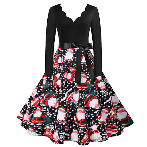 

Santa Claus Christmas Dress Women's Adults' Leisure Christmas Christmas Polyester Dress