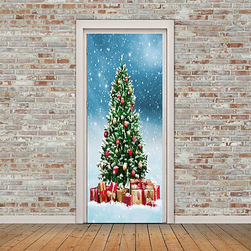 

Christmas Self-adhesive Creative Door Stickers Living Room Diy Decoration Home Waterproof Wall Stickers