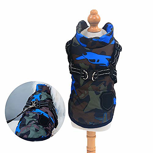 

pet winter clothes for small dogs cotton padded camouflage dog coats with durable chest strap harness down jacket vest for chihuahua,teddy, maltese, pomeranian