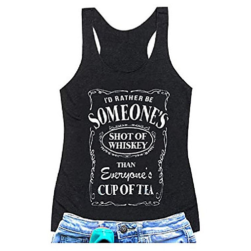 

women funny shot of whiskey workout tank o-neck graphic drinking racerback tee shirt vest (xl, dark grey)