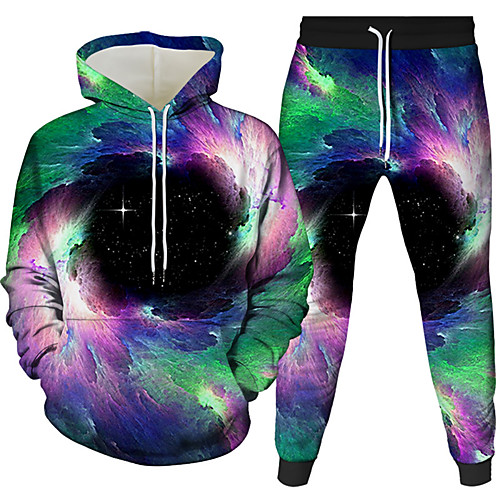 

Men's 3D Hoodies Set Graphic 3D 2 Piece Hooded Daily 3D Print Casual Hoodies Sweatshirts Long Sleeve Purple Red Yellow