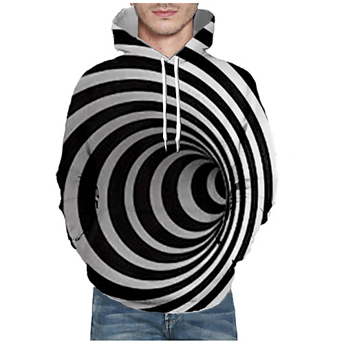 

Men's Pullover Hoodie Sweatshirt Stripes Graphic Abstract Front Pocket Daily 3D Print 3D Print Casual Hoodies Sweatshirts Black
