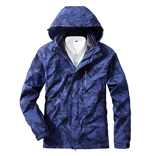 

Men's Hiking Jacket Winter Outdoor Solid Color Waterproof Windproof Fleece Lining Breathable Jacket Single Slider Hunting Ski / Snowboard Fishing Black Blue Grey Khaki / Warm