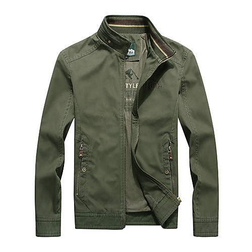 

Men's Hiking Jacket Hiking Windbreaker Winter Outdoor Solid Color Thermal Warm Waterproof Windproof Breathable Jacket Winter Jacket Top Cotton Single Slider Hunting Fishing Climbing Army Green Blue