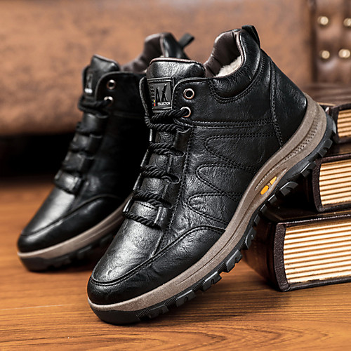 

Men's Boots Work Boots Casual Athletic Walking Shoes Nappa Leather Breathable Warm Non-slipping Black Winter