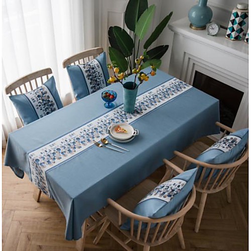 

Table Cloth Cotton Dust-Proof Classic Embroidered Table Cover Table Decorations for Daily Rectangular