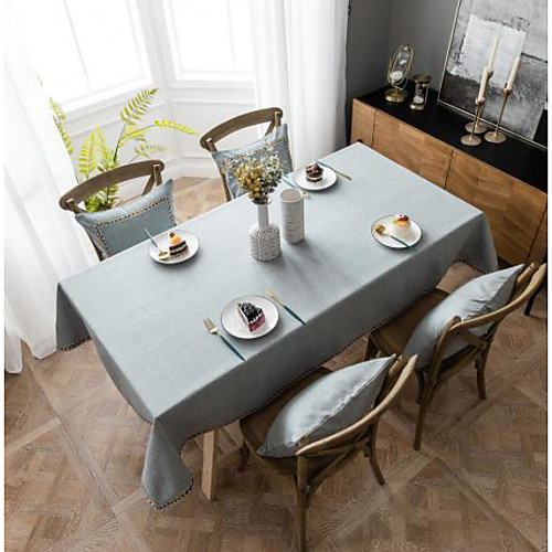 

Nordic Industrial Style Solid Color Tablecloth Waterproof Tablecloth Grey Table Cloth Imitation Cotton Linen Rectangular Embroidery