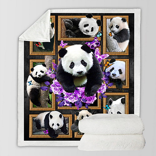 

Panda Print Comfort Luxury Faux Fur Throw Blanket - Ultra Soft and Fluffy - Plush Throw Blankets for Couch Bed and Living Room - Fall Winter and Spring