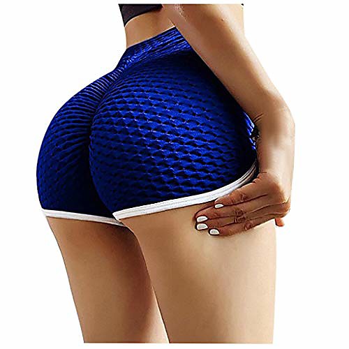 

women basic slip bike print yoga shorts compression workout leggings to lift buttocks tight stretch running pants blue