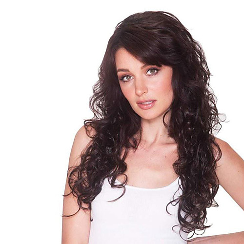 

Synthetic Wig Curly Asymmetrical Wig Long Dark Brown Synthetic Hair Women's Classic Natural Comfortable Dark Brown