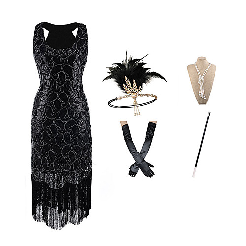 

Charleston Vintage 1920s The Great Gatsby Charleston Dance Costumes 1 Necklace Paillette Women's Party Theme Party Sleeveless Natural Polyester