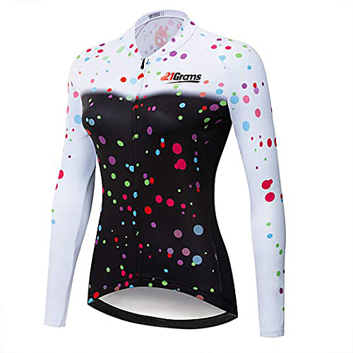 

21Grams Women's Long Sleeve Cycling Jersey Winter Fleece Black Bike Jersey Top Mountain Bike MTB Road Bike Cycling Thermal Warm UV Resistant Fleece Lining Sports Clothing Apparel / Stretchy