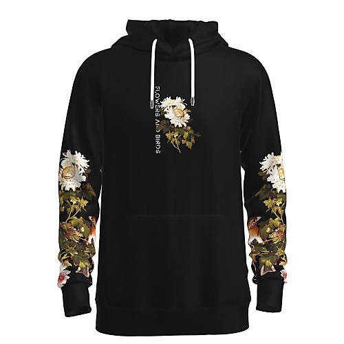 

Men's Pullover Hoodie Sweatshirt Floral Graphic 3D Daily Weekend 3D Print 3D Print Casual Hoodies Sweatshirts Black