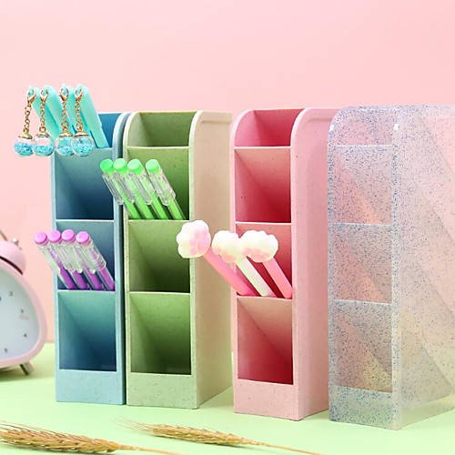 

Multi-function 4-Grid Desktop Pen Holder Office School Storage Case Plastic Box Desk Pencil Organizer