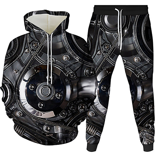 

Men's 3D Hoodies Set Graphic 3D 2 Piece Hooded Daily 3D Print Casual Hoodies Sweatshirts Long Sleeve White Black Blue
