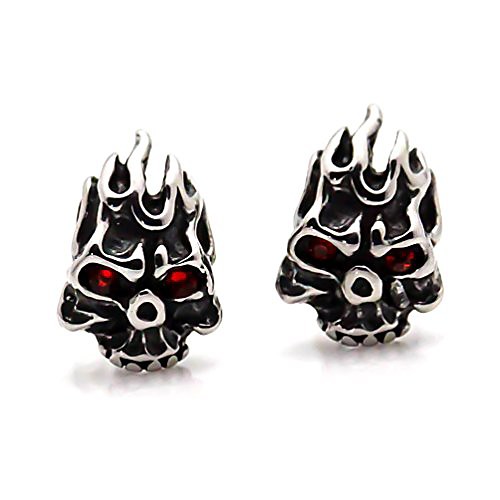 

punk body piercing earrings titanium steel flame skull crystal eye stud earrings