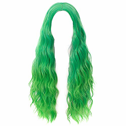 

ombre green seafoam long curly wigs women lolita anime cosplay wig (central parting)