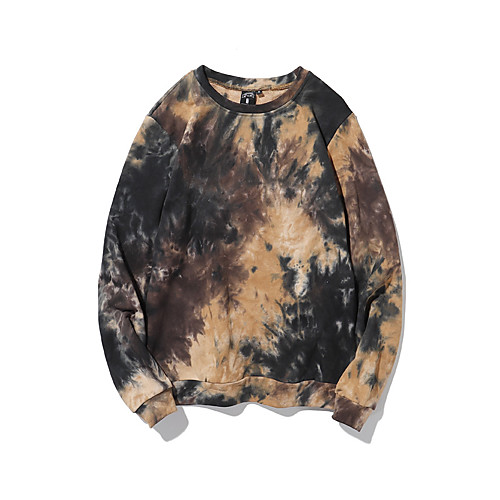 

Men's Pullover Sweatshirt Tie Dye Daily Basic Hoodies Sweatshirts Brown