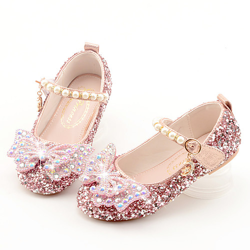 

Girls' Flats Comfort Flower Girl Shoes Princess Shoes Faux Fur PU Little Kids(4-7ys) Daily Party & Evening Walking Shoes Bowknot Pearl Pink Gold Silver Fall Spring