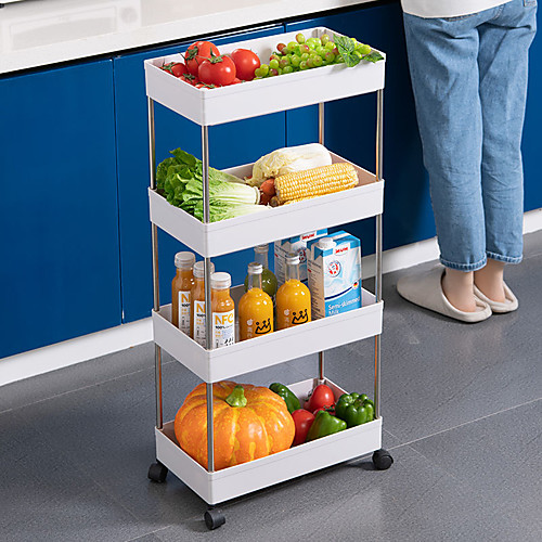 

Kitchen Storage Rack For Goods Fridge Side Shelf 3/4 Layer Removable With Wheels Bathroom Organizer Shelf Gap Holder