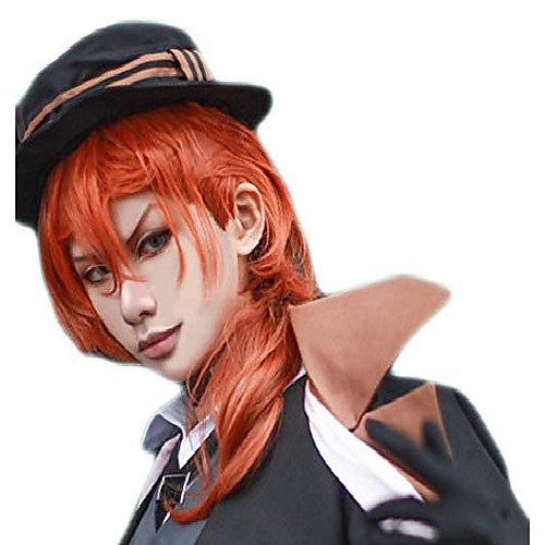 

nakahara chuuya wig cosplay dark brown curly hair high temperature fiber men women party halloween