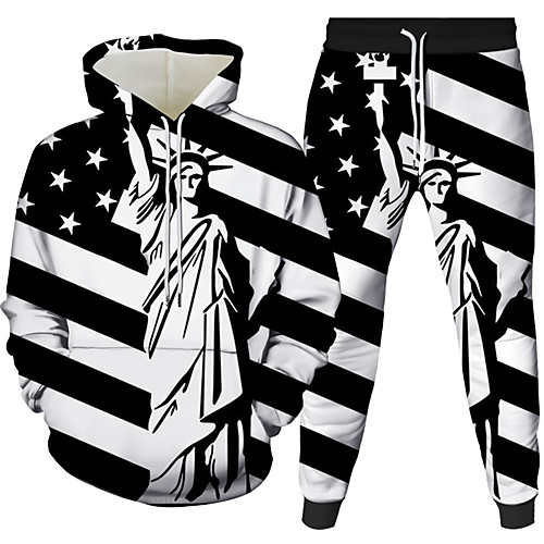 

Men's Pullover Hoodie Sweatshirt Graphic 3D Portrait 2 Piece Daily 3D Print Casual Hoodies Sweatshirts White