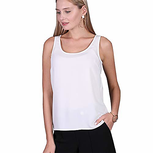 

women's scoop neck basic tank top sleeveless loose fit casual vest plus size white silk satin camisole for ladies