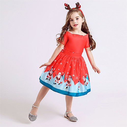 

Santa Suit Dress Girls' Kid's Christmas Christmas Christmas Polyester Dress