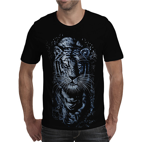 

Men's T shirt 3D Print Graphic Animal Plus Size Print Short Sleeve Daily Tops Elegant Exaggerated Black Navy Blue